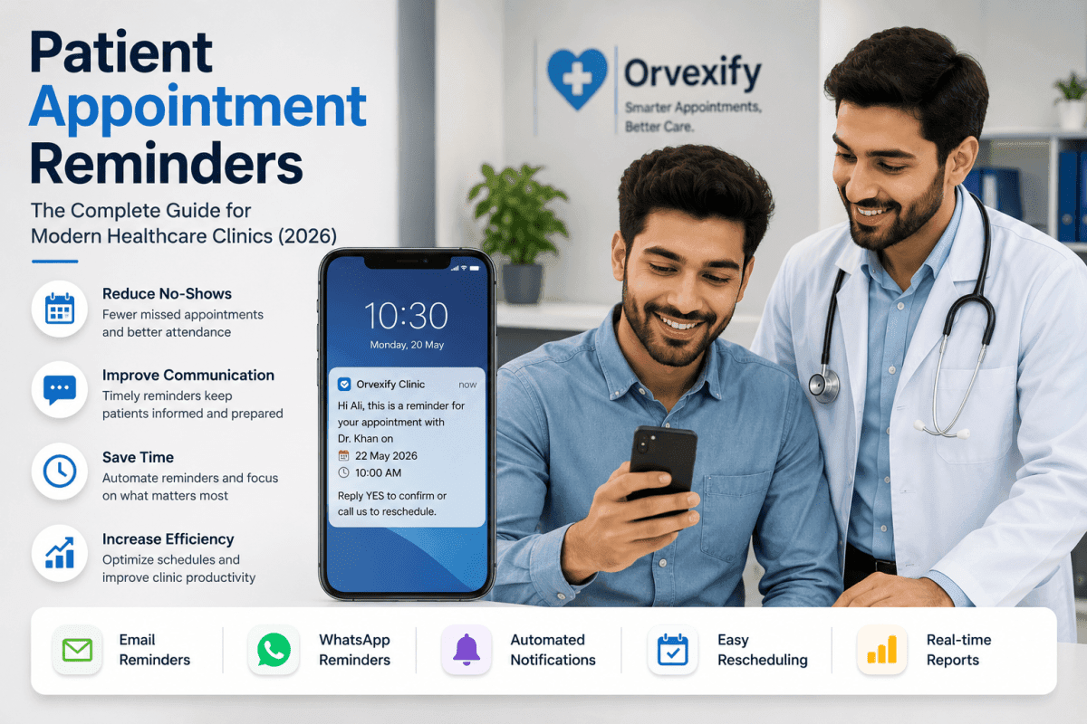 Patient receiving an automated appointment reminder from a modern healthcare clinic