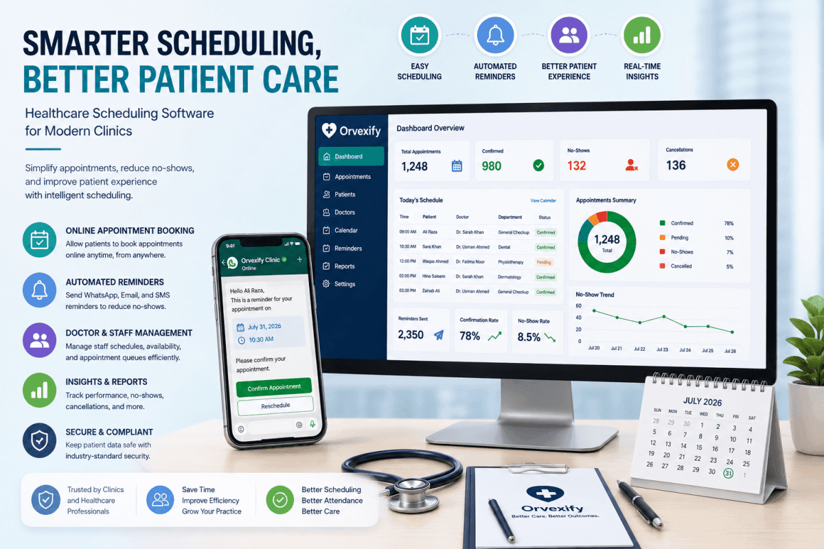 Healthcare professional using appointment reminder software on a modern dashboard with automated patient reminder notifications.