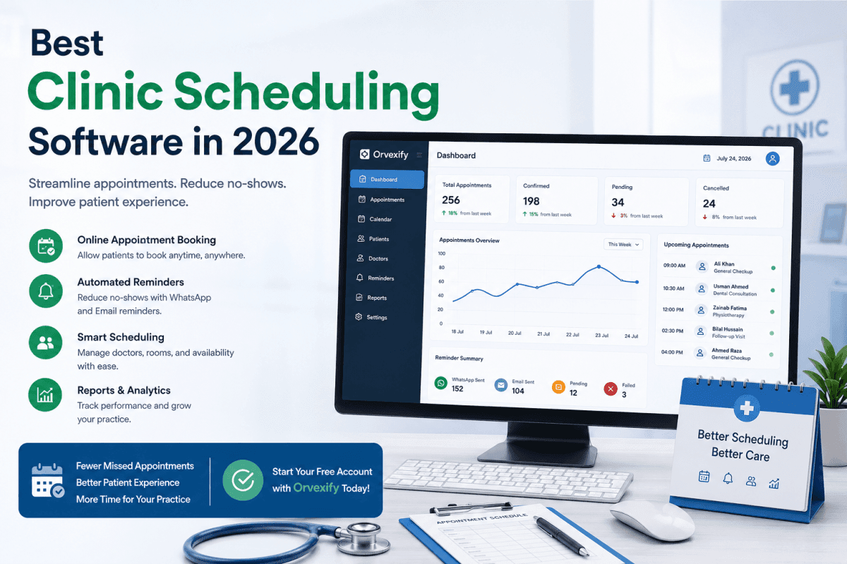 Clinic scheduling software dashboard helping healthcare staff manage appointments and patient scheduling